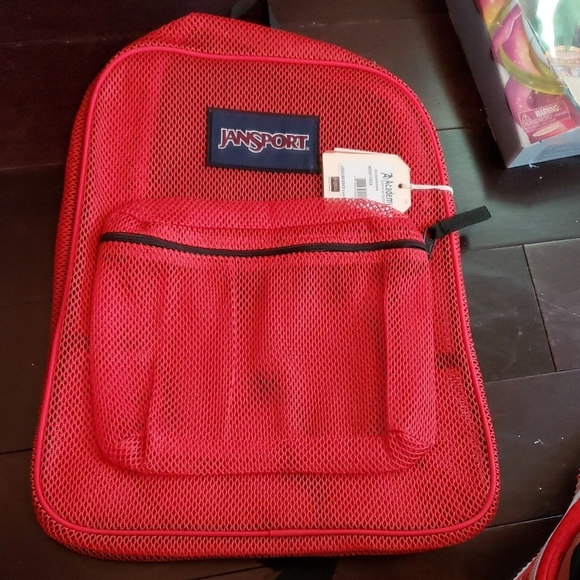 JanSport Vibrant Red Mesh Backpack - Picture 1 of 2
